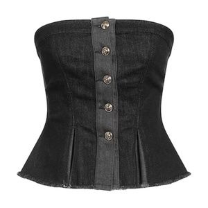 Versace Jeans Couture Strapless Button-Front Bustier Top
